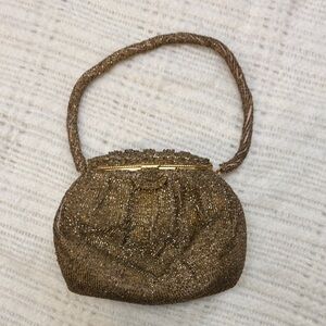 Small Vintage beaded Elegant Gold Evening Bag